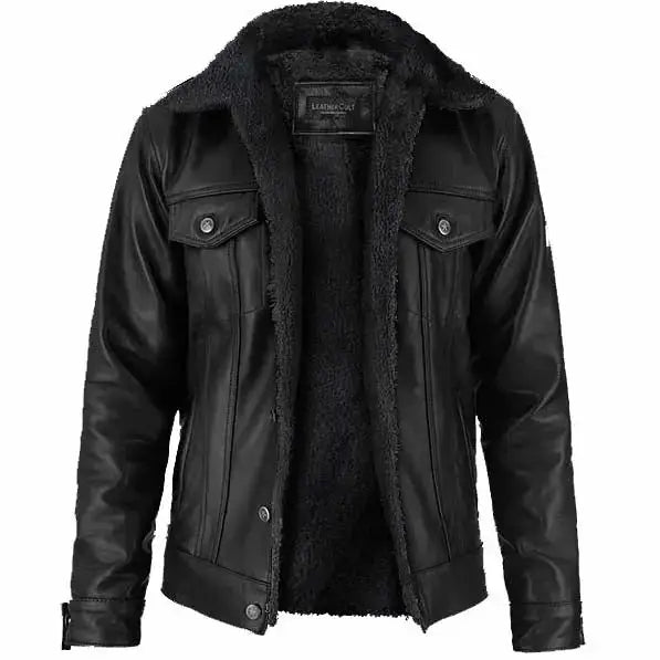 Men’s Black Sherpa Leather Jacket