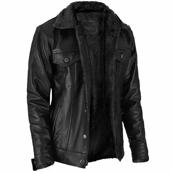 Men’s Black Sherpa Leather Jacket